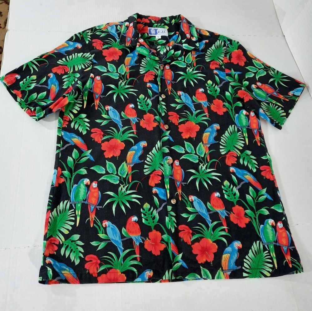 RJC Parrots Floral Print Hawaiian Shirt